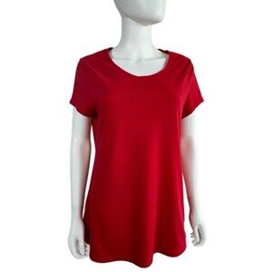No Boundaries Women’s Red Scoop Neck Fitted Short Sleeve Tee